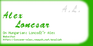 alex loncsar business card